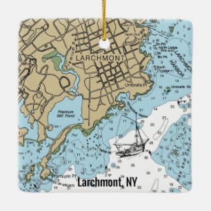 Larchmont NY Chart Ceramic Ornament