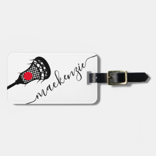 Larcrosse Stick Personalized Monogram Black White Luggage Tag