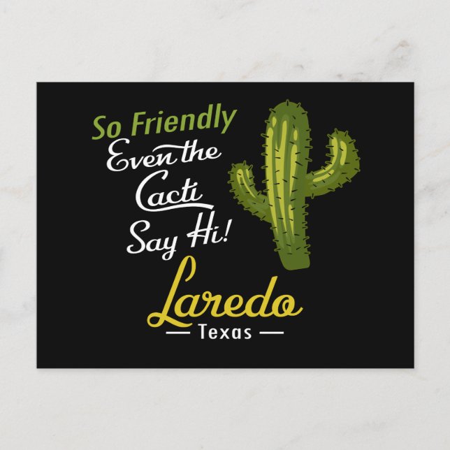 Laredo Cactus Funny Retro Postcard (Front)
