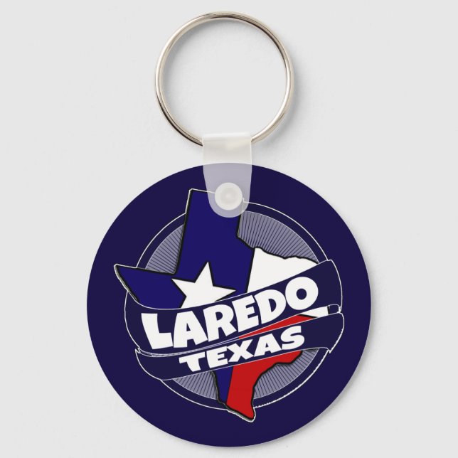 Laredo Texas flag burst keychain (Front)
