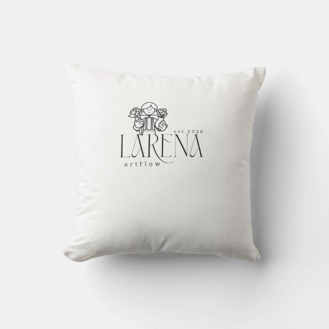 LARENA Artflow – Floral Logo Emblem Throw Pillow (Front)