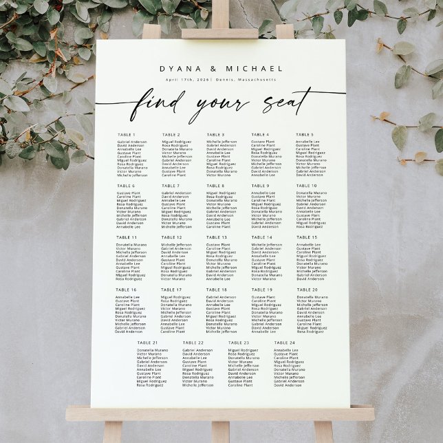 Large 24 Tables Find Your Seat Seating Chart (Creator Uploaded)