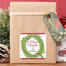 Large 3-Inch Personalized Christmas Wreath Square
