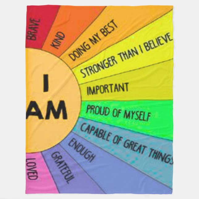 Large 60x80 Rainbow Positive Affirmation Kids Flee Fleece Blanket (Front)