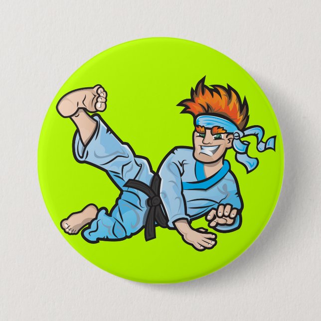 Large, 7.6 cm (3") Round Badge with karate kid 3 Inch Round Button (Front)