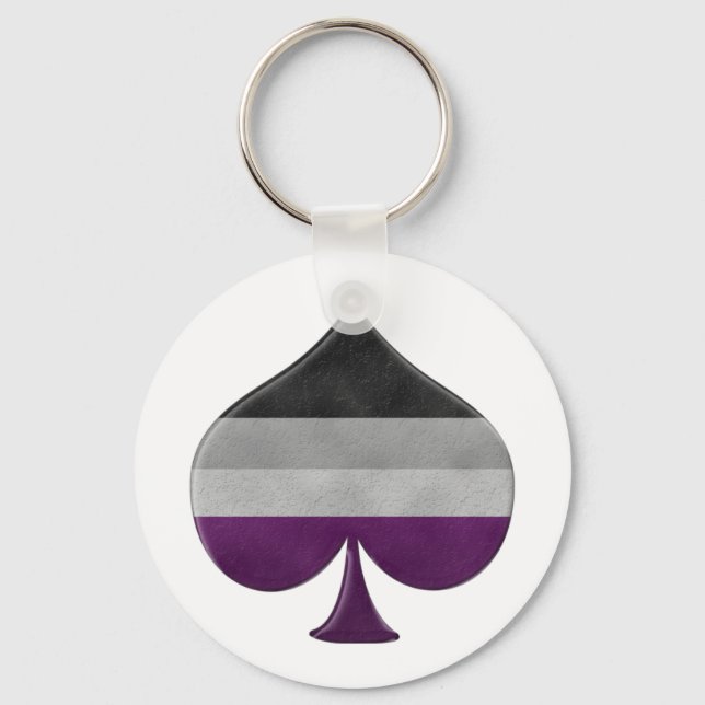 Large Ace Symbol in Asexual Pride Flag Colors Keychain (Front)