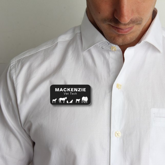 Large and Small Animal Veterinarian Black Name Tag (Creator Uploaded)