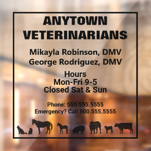 Large and Small Animal Veterinarian Window Cling