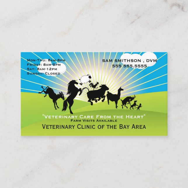 Large and Small veterinary Clinic Business Card (Front)