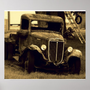 Large Antique Truck Poster - Vintage Vehicle