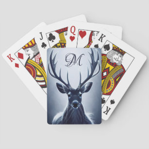 Large Antler Stag Deer with Monogram Playing Cards