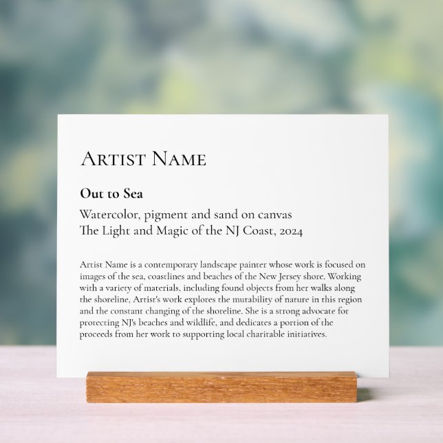 Large Art Gallery Art Exhibit Plaques Acrylic Sign (Neutral)