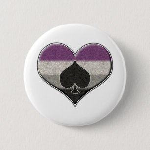 Large Asexual Pride Flag Coloured Heart with Ace  2 Inch Round Button