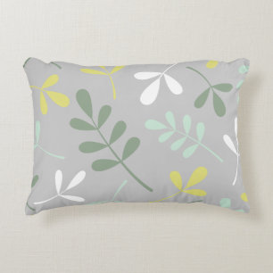 Large Assorted Leaves Grns Yellow White Grey Decorative Pillow