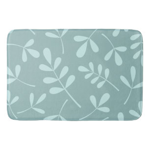 Large Assorted Light on Mid Teal Leaves Design Bath Mat