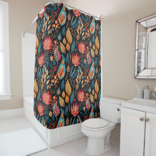Large Autumn Floral Print Digital Folk Art