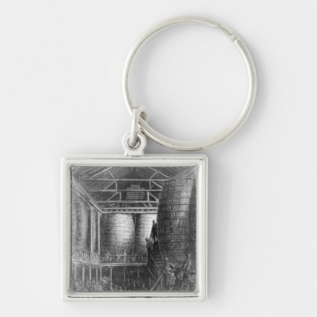 Large barrels in a brewery keychain (Front)