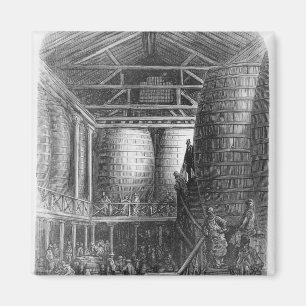 Large barrels in a brewery magnet