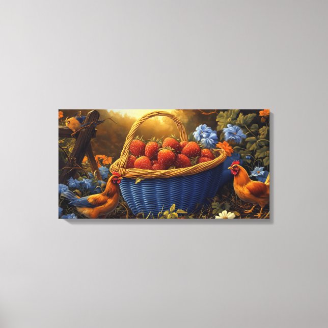 Large Basket of Strawberries  Canvas Print (Front)