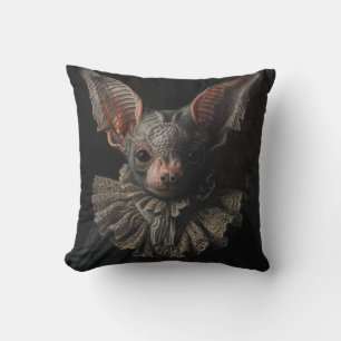 Large Bat in Baroque Clothing Throw Pillow