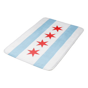 Large bath mat with flag of Chicago, USA