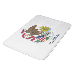Large bath mat with flag of Illinois, USA