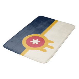 Large bath mat with flag of Tulsa City