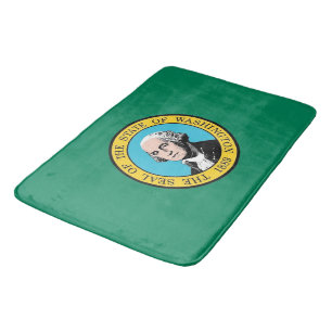 Large bath mat with flag of Washington, USA