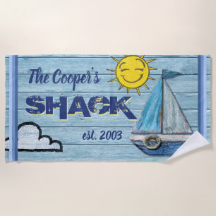 Large beach towel Custom name Shack