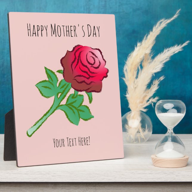 Large Beautiful Red Rose Plaque (Side)