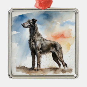 LARGE BEAUTIFUL SCOTTISH DEERHOUND DOG METAL ORNAMENT