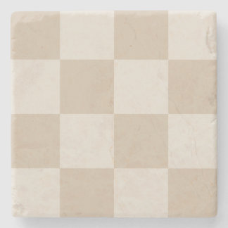 Large Beige Checkers Stone Coaster