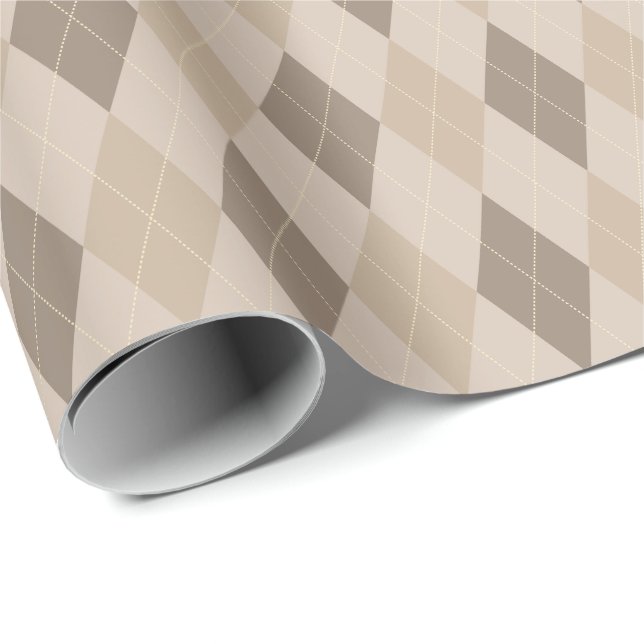 Large Beige Tones Argyle Wrapping Paper (Roll Corner)