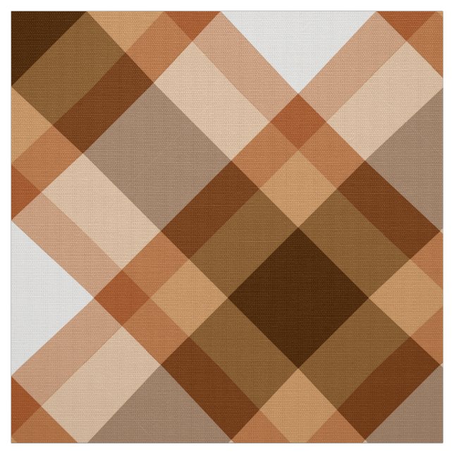 Large Bias Plaid, Brown, Beige, Copper, and Tan Fabric (Swatch)