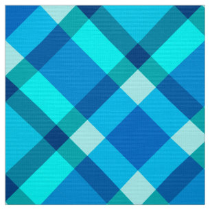 Large Bias Plaid, Cobalt Blue, Aqua & Turquoise Fabric