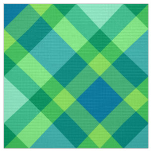 Large Bias Plaid, Jade Green & Turquoise Fabric