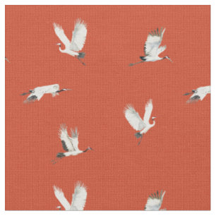 Large bird heron stork crane Japanese Fabric