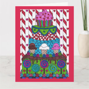 Large Birthday Card - Lollipops and Candy