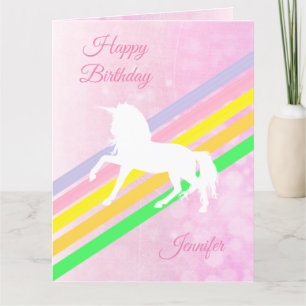 Large Birthday Girl's Unicorn Personalized Card