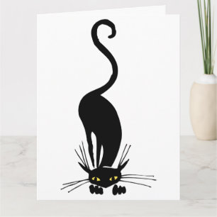 Large Birthday Graceful Black Cat Sniffing Card