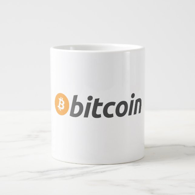 Large Bitcoin logo with orange Bitcoin symbol Large Coffee Mug (Front)