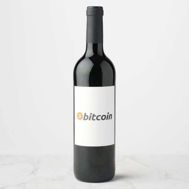 Large Bitcoin logo with orange Bitcoin symbol Wine Label (Front)
