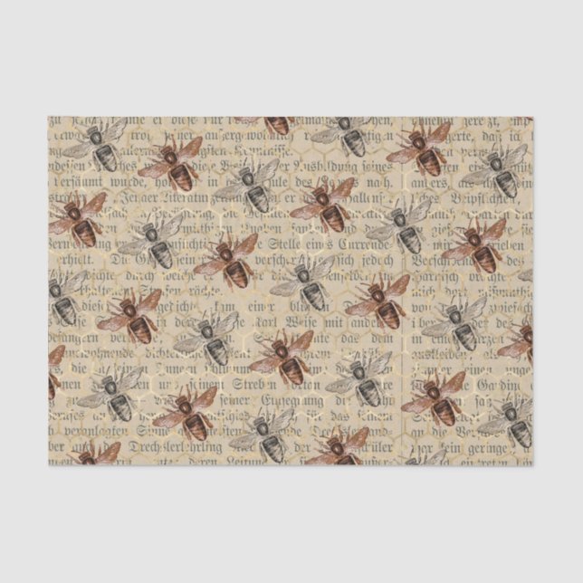Large Black and Copper Bees Tissue Paper (Front)