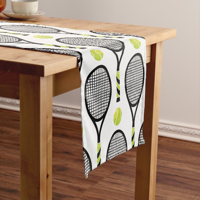 🎾Large black and green tennis🎾 white  Short Table Runner (In Situ)