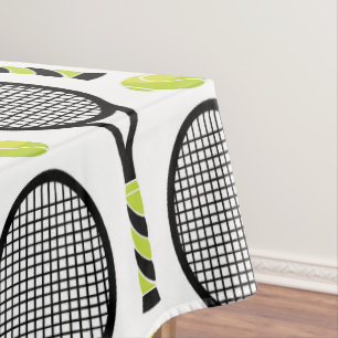 🎾Large black and green tennis🎾 white Tablecloth