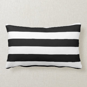 Large Black and White Stripes Reversible Lumbar Pillow