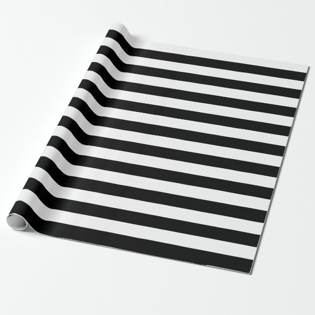 Large Black and White Stripes Wrapping Paper (Unrolled)