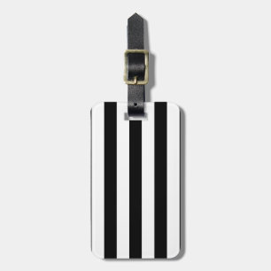 Large Black and White Vertical Stripes Pattern Luggage Tag
