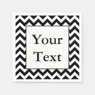 Large Black Chevron Design with Custom Text Napkin