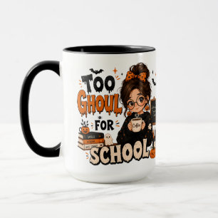 Large Black Ghoul Teacher Halloween Coffee Mug